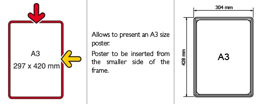 Poster frame A3, wit